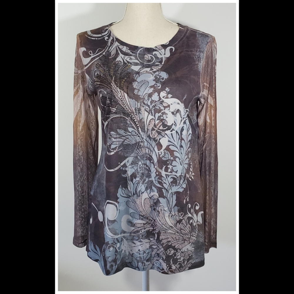 B.L.E.U. Brown Paisley Embellished Tunic